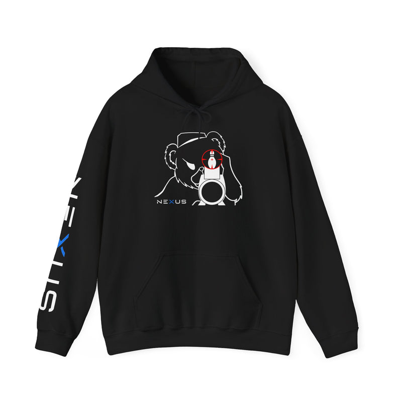 Sniper Bear bowling hoodie by NEXUS, front